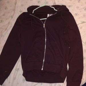 Burgundy hooded zip up jacket